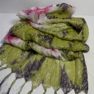 NWOT Tie Dye Viscose Scarf Green, Purple, Pink, White